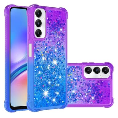 SKALO Samsung A05s 4G Kvicksand Glitter Hjärtan TPU-skal - Lila-Blå