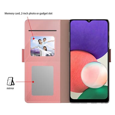 SKALO Samsung S24 Korthållare Spegel Plånbok - Roséguld