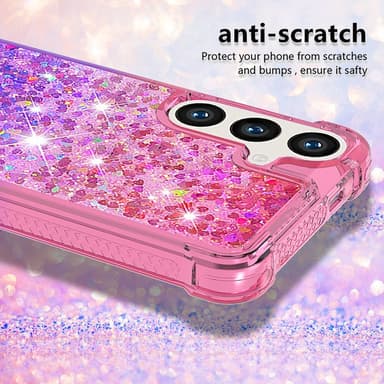 SKALO Samsung S24 Kvicksand Glitter Hjärtan TPU-skal - Rosa-Lila
