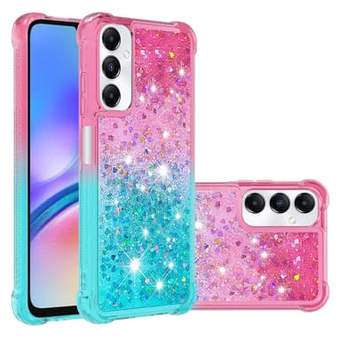 SKALO Samsung A05s 4G Kvicksand Glitter Hjärtan TPU-skal - Rosa-Turkos
