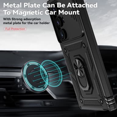 SKALO Samsung S24 Ultra Armor Hybrid Metallring Kameraslider - Svart