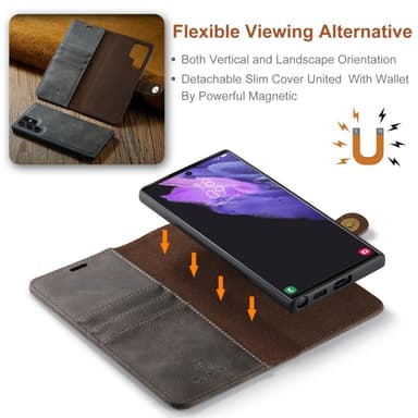 DG MING Samsung S24 Ultra 2-i-1 Magnet Plånboksfodral - Grå