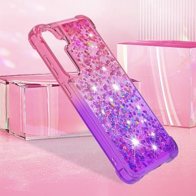 SKALO Samsung S24 Kvicksand Glitter Hjärtan TPU-skal - Rosa-Lila