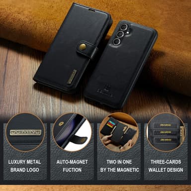 DG MING Samsung S23 FE 2-i-1 Magnet Plånboksfodral - Svart
