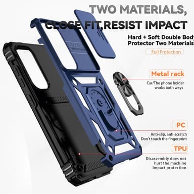 SKALO Samsung S24 Armor Hybrid Metallring Kameraslider - Blå