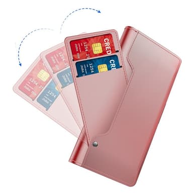 SKALO Samsung S24 Korthållare Spegel Plånbok - Roséguld