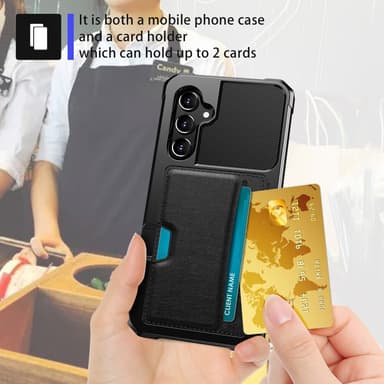 SKALO Samsung S23 FE Shockproof Läder Korthållare - Svart