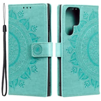 SKALO Samsung S24 Ultra Mandala Plånboksfodral - Turkos