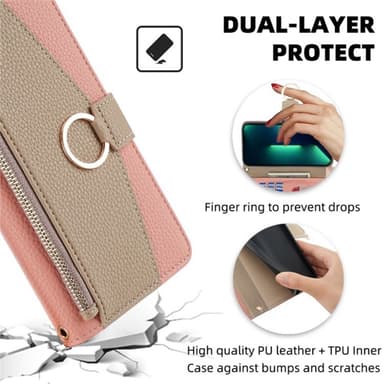 SKALO Samsung A05s 4G Litchi Makeup Mirror Plånbok/handväska - Rosa