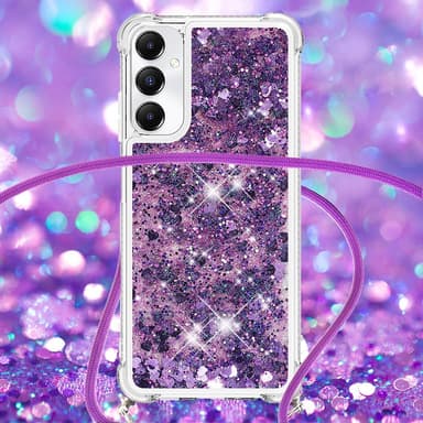 SKALO Samsung A05s 4G Kvicksand Glitter Mobilhalsband - Lila
