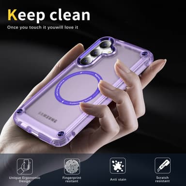 SKALO Samsung S24 Transparent TPU Magnet/Metall Skal - Lila