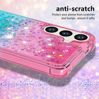SKALO Samsung S24 Kvicksand Glitter Hjärtan TPU-skal - Rosa-Turkos
