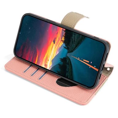 SKALO Samsung A05s 4G Litchi Makeup Mirror Plånbok/handväska - Rosa