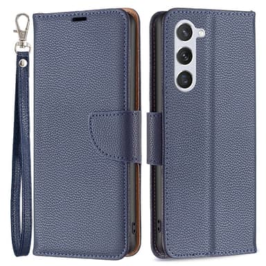 SKALO Samsung S24 Litchi Plånboksfodral - Mörkblå