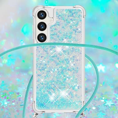 SKALO Samsung S24 Kvicksand Glitter Mobilhalsband - Turkos