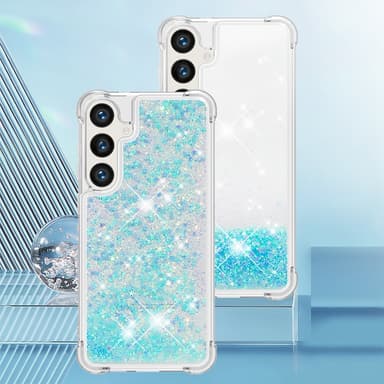 SKALO Samsung S24 Kvicksand Glitter Mobilhalsband - Turkos