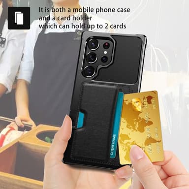 SKALO Samsung S24 Ultra Shockproof Läder Korthållare - Svart
