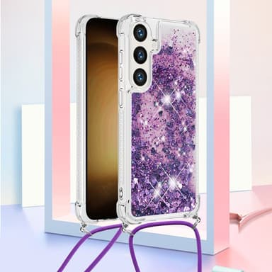 SKALO Samsung S24 Kvicksand Glitter Mobilhalsband - Lila