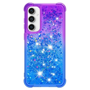 SKALO Samsung S23 FE Kvicksand Glitter Hjärtan TPU-skal - Lila-Blå