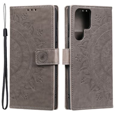 SKALO Samsung S24 Ultra Mandala Plånboksfodral - Grå