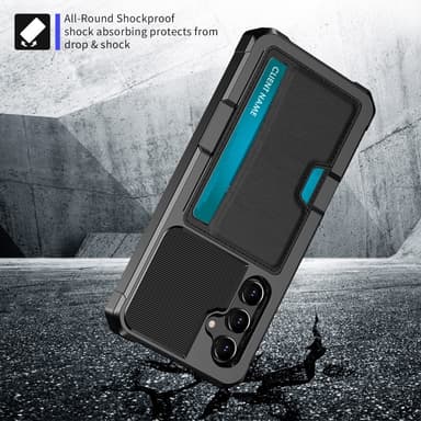SKALO Samsung S23 FE Shockproof Läder Korthållare - Svart