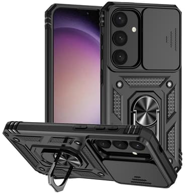 SKALO Samsung S24+ Armor Hybrid Metallring Kameraslider - Svart