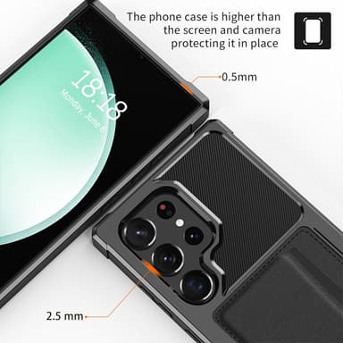 SKALO Samsung S24 Ultra Shockproof Läder Korthållare - Svart