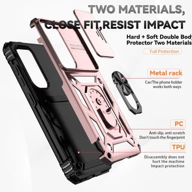 SKALO Samsung S24 Armor Hybrid Metallring Kameraslider - Roséguld