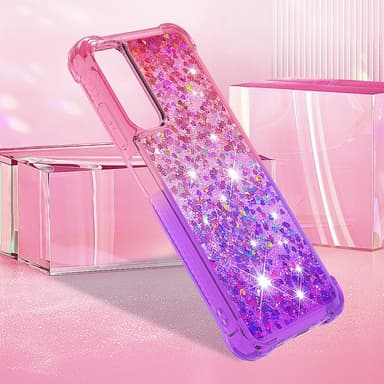 SKALO Samsung A05s 4G Kvicksand Glitter Hjärtan TPU-skal - Rosa-Lila