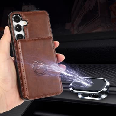 SKALO Samsung S24 PU Läder Skal med Plånbok - Brun