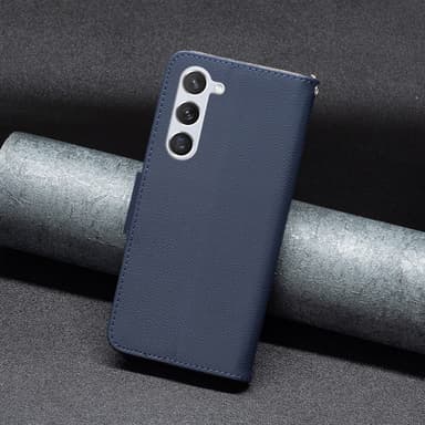 SKALO Samsung S24 Litchi Plånboksfodral - Mörkblå