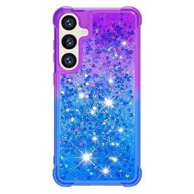 SKALO Samsung S24 Kvicksand Glitter Hjärtan TPU-skal - Lila-Blå