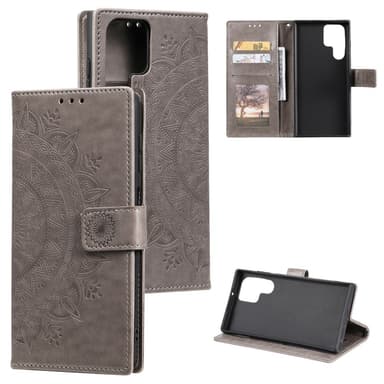 SKALO Samsung S24 Ultra Mandala Plånboksfodral - Grå