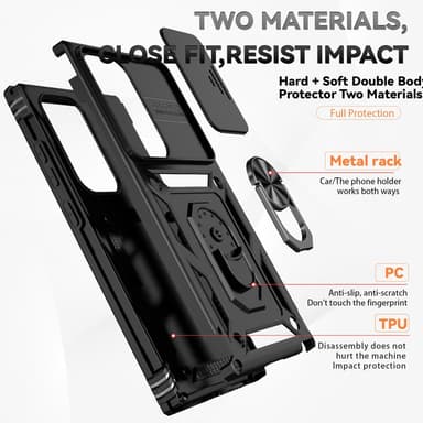 SKALO Samsung S24 Ultra Armor Hybrid Metallring Kameraslider - Svart