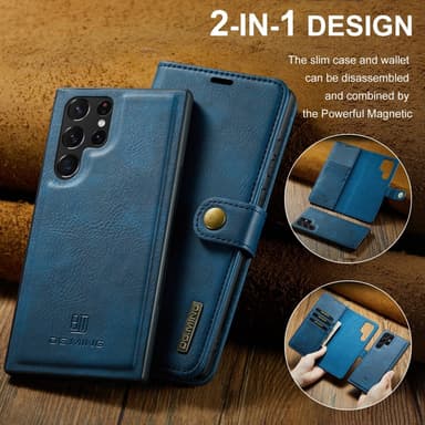 DG MING Samsung S24 Ultra 2-i-1 Magnet Plånboksfodral - Blå