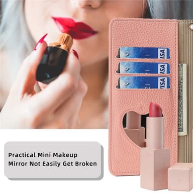 SKALO Samsung A05s 4G Litchi Makeup Mirror Plånbok/handväska - Rosa