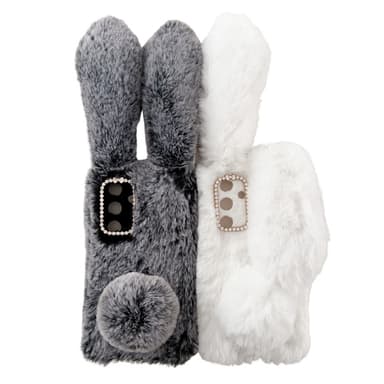 SKALO Samsung S24 3D Soft Furry Bunny Ears Skal - Vit