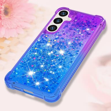 SKALO Samsung S24 Kvicksand Glitter Hjärtan TPU-skal - Lila-Blå