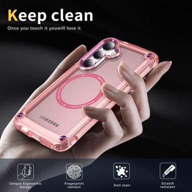 SKALO Samsung S24 Transparent TPU Magnet/Metall Skal - Rosa