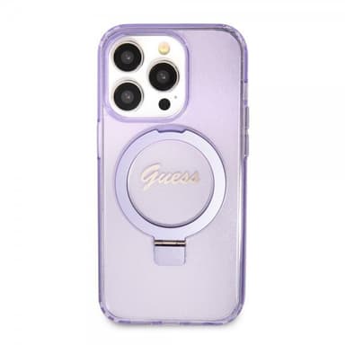 Guess iPhone 15 Pro Max Skal Ring Stand Glitter MagSafe Lila