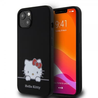 Hello Kitty iPhone 13 Skal Liquid Silicone Svart