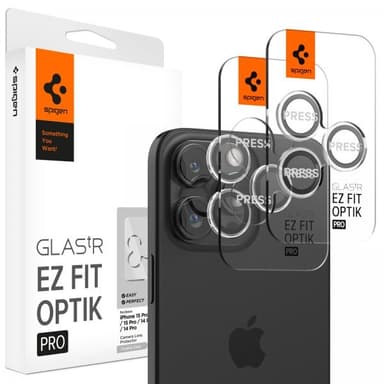 Spigen iPhone 14/15 Pro/iPhone 14/15 Pro Max Kameralinsskydd GLAS.tR EZ Fit Optik Pro Crystal Clear 2-pack