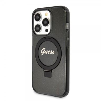 Guess iPhone 15 Pro Max Skal Ring Stand Glitter MagSafe Svart