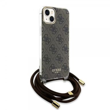 Guess iPhone 15 Skal Crossbody Cord Brun