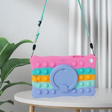 SKALO Samsung Tab A9 Stöttåligt Armor Popit Silikon Skal - Rainbow