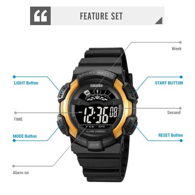 Armbandsklocka Armbandsur Klocka 50m vattentät TPU-rem