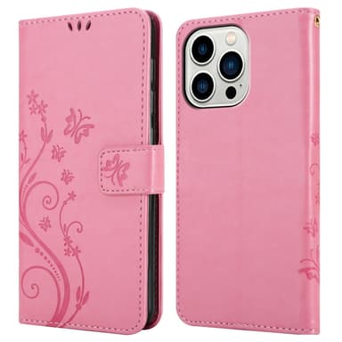 iPhone 14 PRO Plånboksfodral Skal (Rosa)
