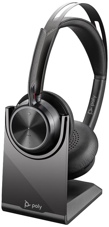 HP Poly Voyager Focus 2 headset USB-A med laddningsstativ