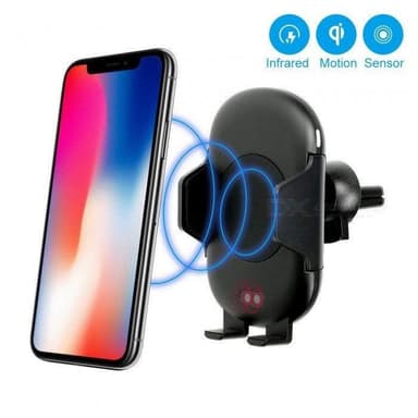 NÖRDIC Qi Certifierad Trådlös billaddare 10W med IR sensor öppnas och stängs automatisk