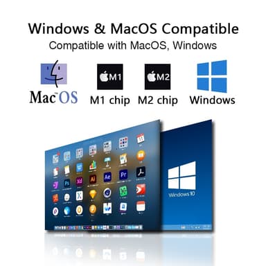 NÖRDIC Dubbla bärbara 13.3"" skärmar med teleskopstativ för bärbar dator 13""-17"", FHD 1080P, Mac/Windows, USB-C och USB-A-anslutning